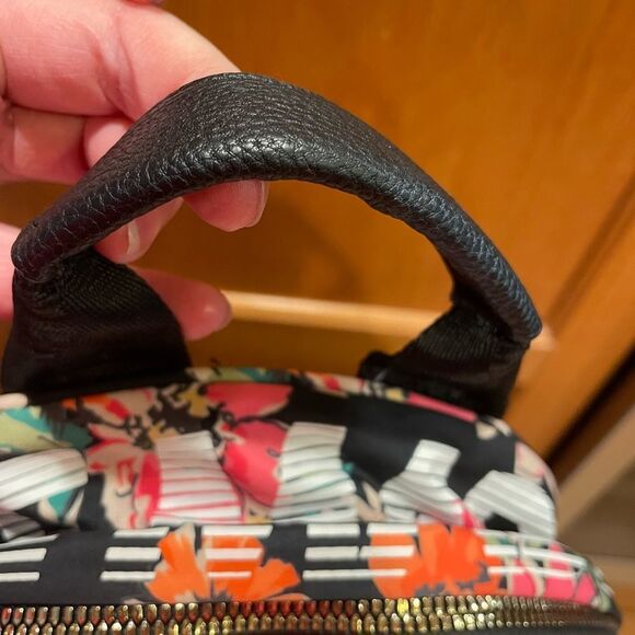 Steve Madden Black Orange and Pink Floral Print Backpack 9x10 - Picture 13 of 16